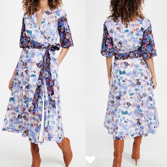 Tanya Taylor wrap cotton floral Frida Dress Sz 8 NWT - Picture 1 of 9